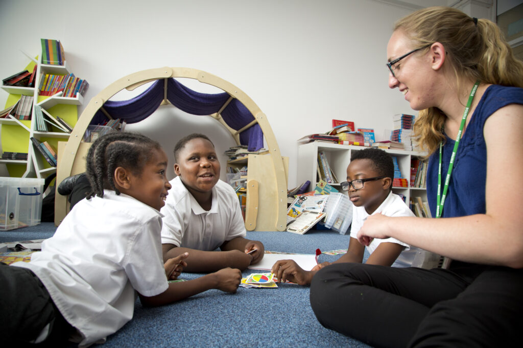 Group learning activity with the teacher and students